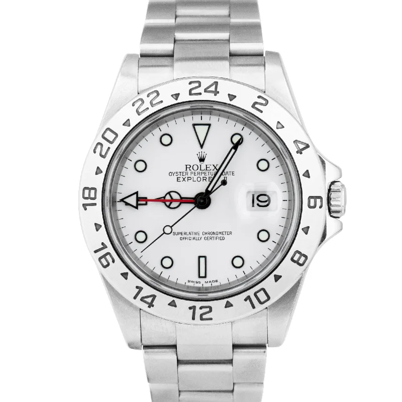 Affordable Men’s Watches with Calendar-Men's Rolex Explorer II NO-HOLES Polar White GMT Stainless 40mm 16570 T Watch