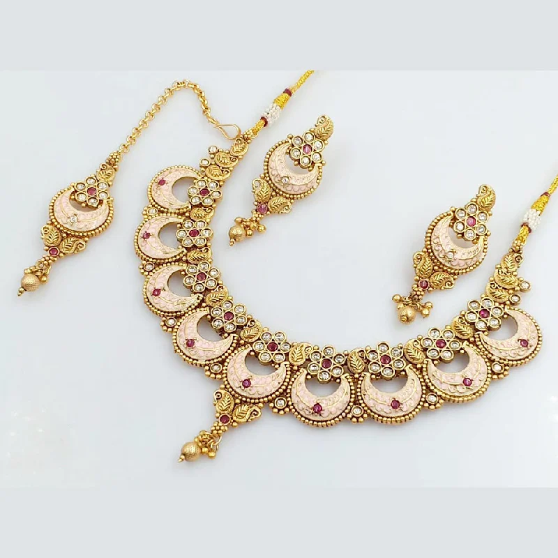 Silver Feather Necklaces-Rani Sati Jewels Gold Plated Necklace Set