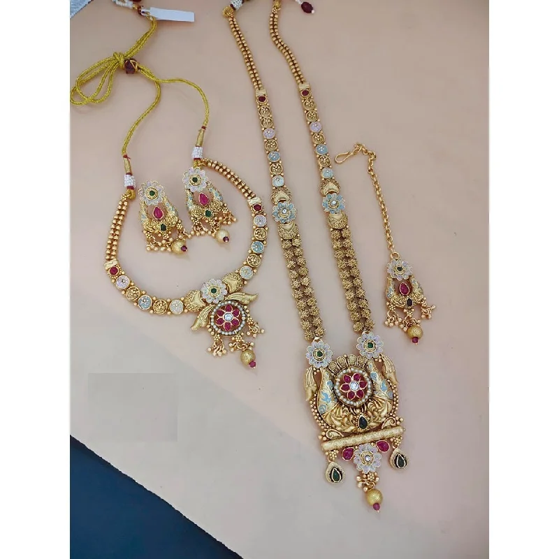 Luxury Choker Necklaces-Akruti Collection Meenakari Necklace Combo Set