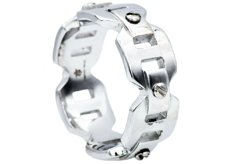 Men's Silver Wedding Bands-Mens Stainless Steel Band