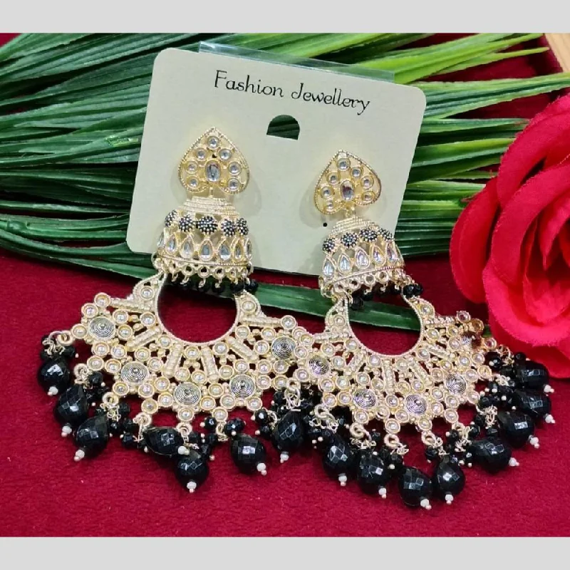 Trendy Dangle Earrings-Manisha Jewellery Gold Plated Kundan Stone And Beads Meenakari Dangler Earrings