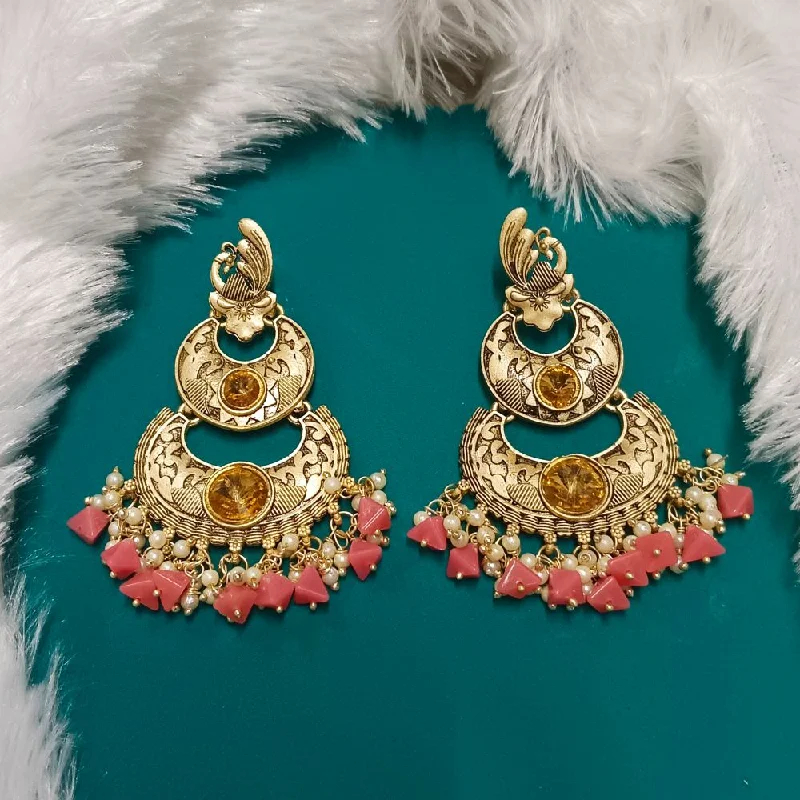 Premium Gold Earrings-Darshana Jewels Crystal Stone Gold Plated Dangler Earrings