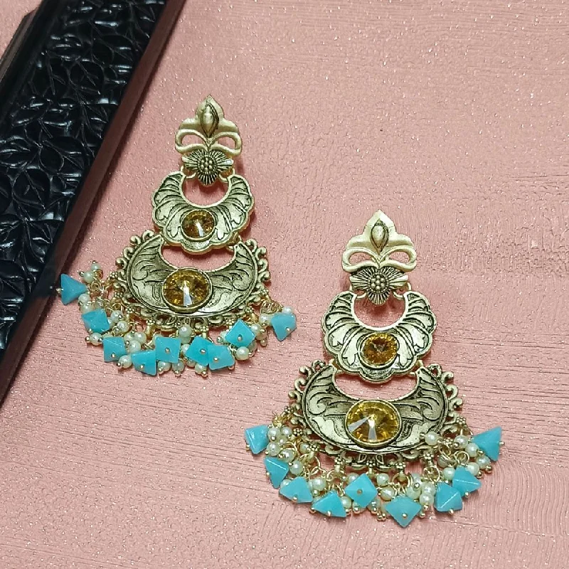 Retro Style Earrings-Darshana Jewels Crystal Stone Gold Plated Dangler Earrings