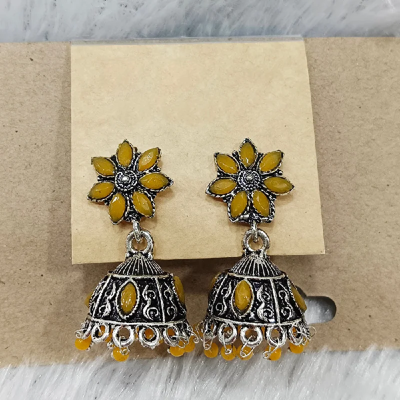 Funky Resin Earrings-Darshana Jewels Oxidised Plated Jhumki Earrings