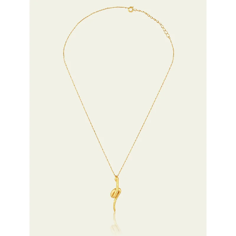 Personalized Birthstone Necklaces-Isharya Gold Slither in 18Kt Gold Plated Necklace