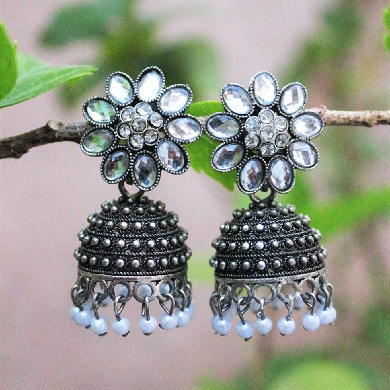 Elegant Diamond Drop Earrings-H K Fashion Oxidised Plated  Crystal Stone Jhumki Earrings