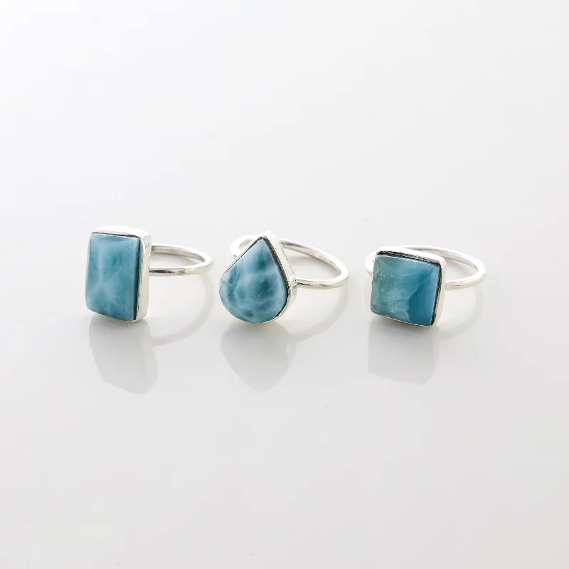 Custom Engagement Rings with Sapphire-Larimar Ring Trio Estelle