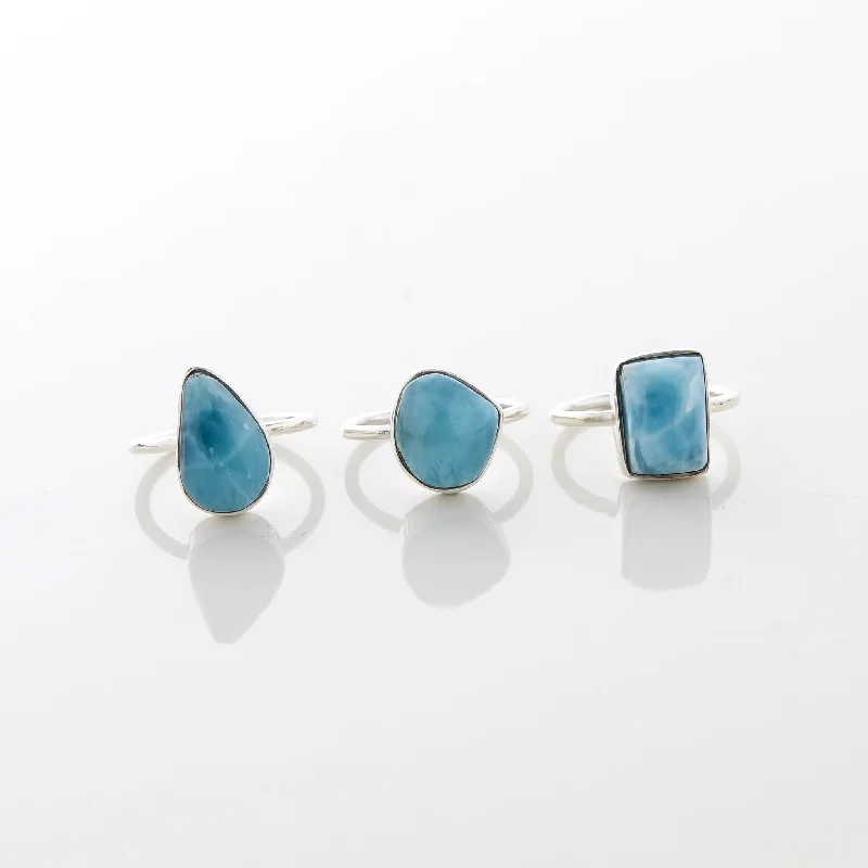 Designer Gold Rings-Larimar Ring Trio Tova