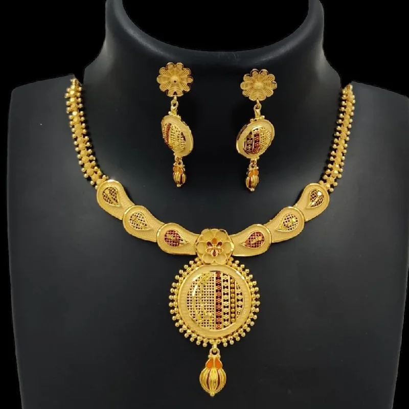 Long Diamond Necklaces-Pari Art Jewellery Forming Gold Necklace Set