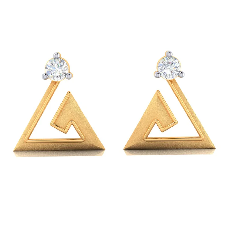 Glittery Earrings for Parties-18k Intricate Design Gold With Diamond Earrings