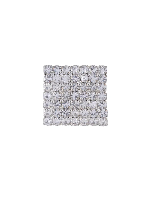 Custom Diamond Brooch for Women-Square Shape Silver Diamonds Brooch Pin