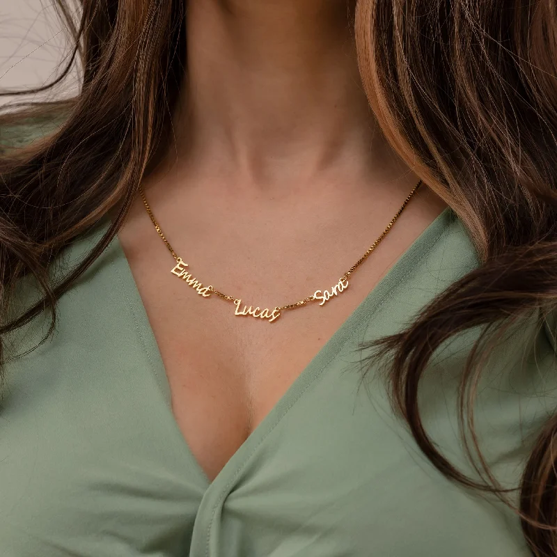 Gold Choker Necklaces-Multi name necklace gold