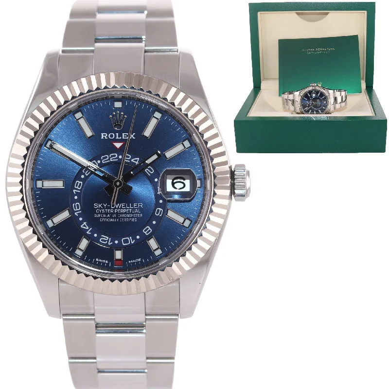 Elegant Smart Watches for Women-2021 Rolex Sky-Dweller Stainless White Gold BLUE DIAL 42mm 326934 Watch Box