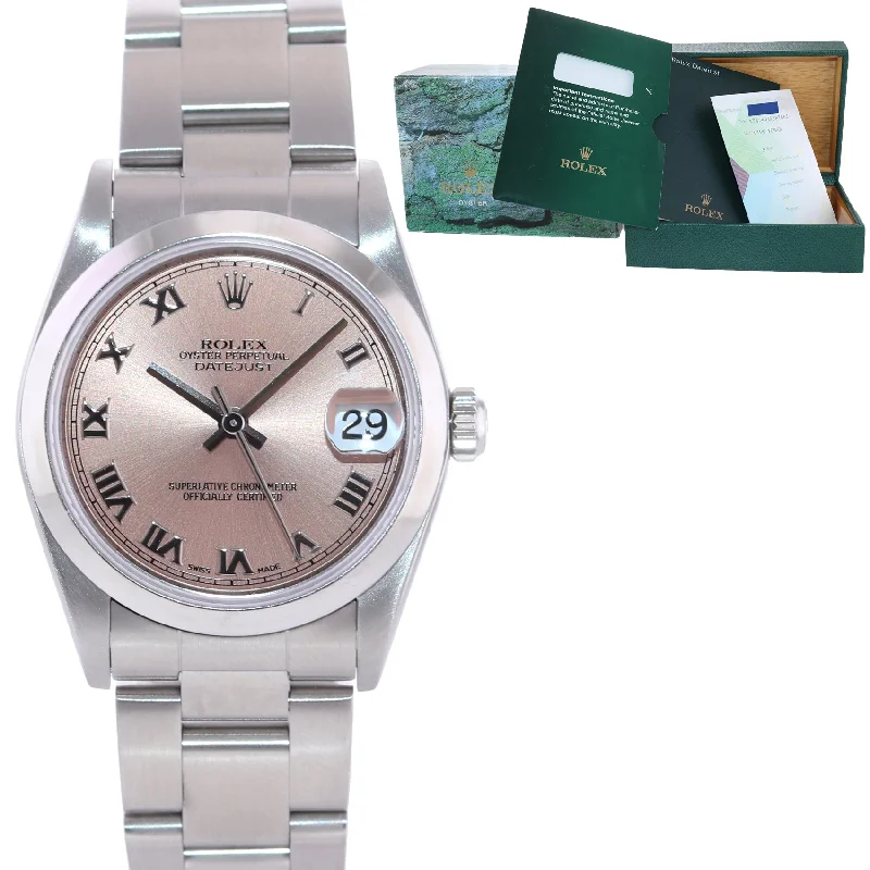 Smart Watches for Android Phones-2005 PAPERS Ladies Rolex DateJust Mid-Size 31mm 78240 Steel Pink Roman Watch Box