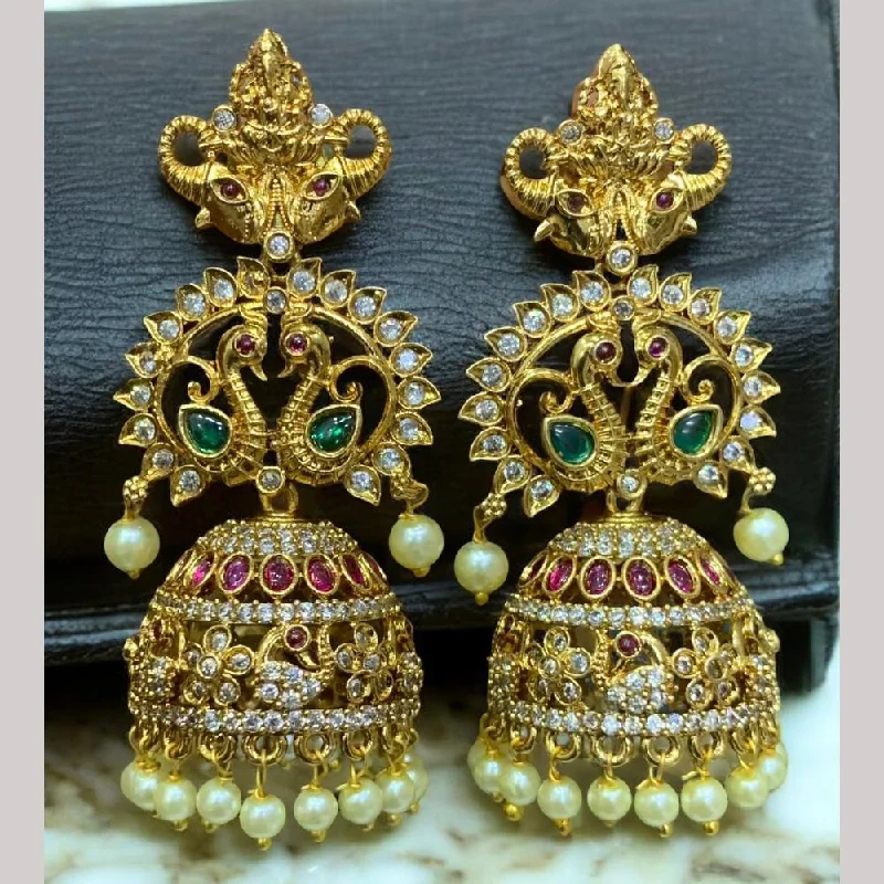 Cute Animal Earrings-Sona Creation Gold Plated Austrian Stone Jhumki Earrings