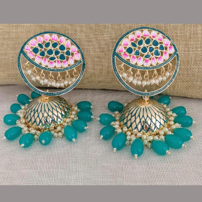 Handcrafted Silver Earrings-Darshana Jewels Meenakari Jhumki Earrings