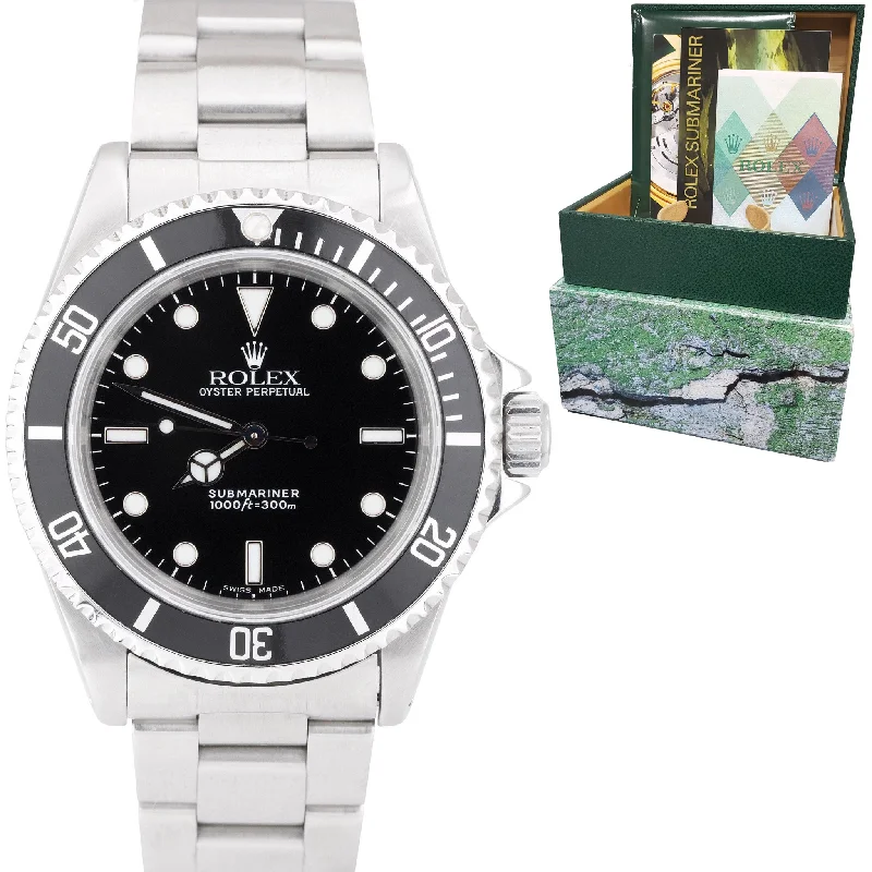 Affordable Waterproof Sports Watches-2004 Rolex Submariner No-Date Stainless Steel Black 40mm Watch 14060M BOX PAPERS