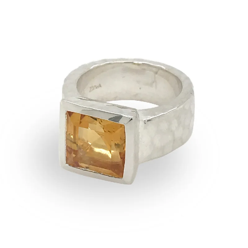 Vintage Promise Rings-Ripple texture ring with semi-precious stone