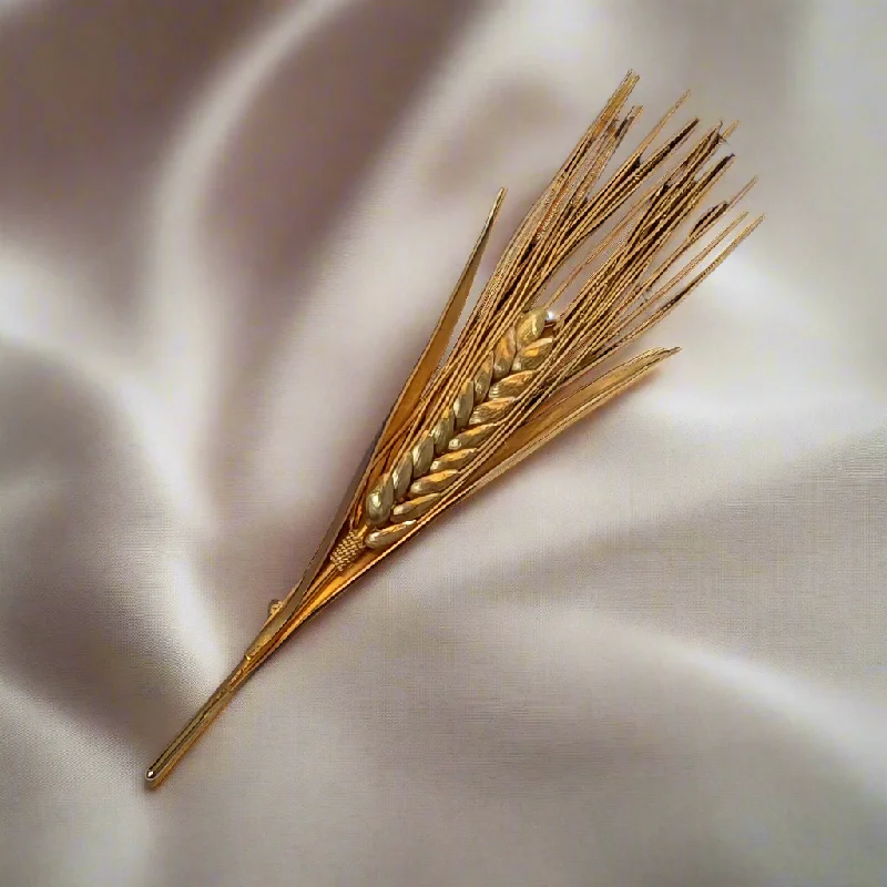 Personalized Floral Brooch for Brides-Brooch in 22k gold, handmade brooch, ears of corn brooch design, one of a kind