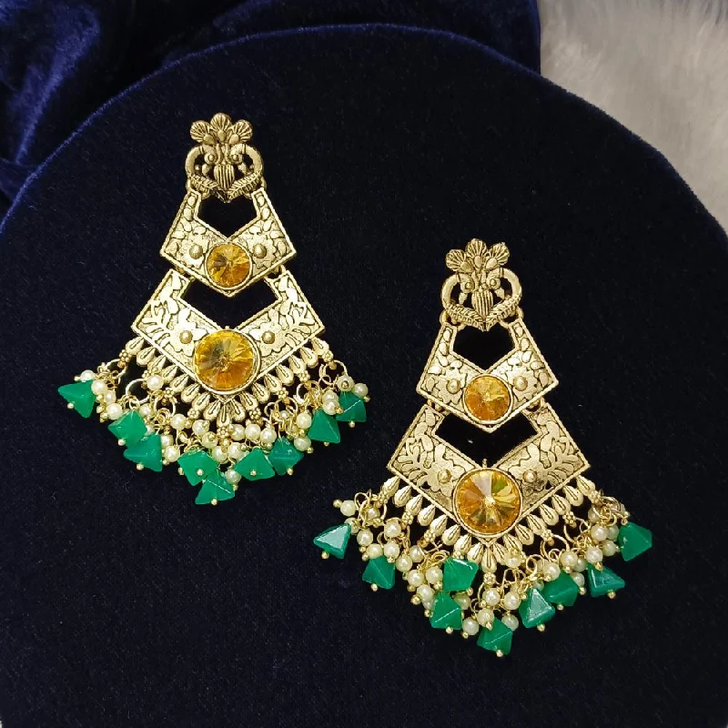 Silver Ear Cuffs-Darshana Jewels Crystal Stone Gold Plated Dangler Earrings