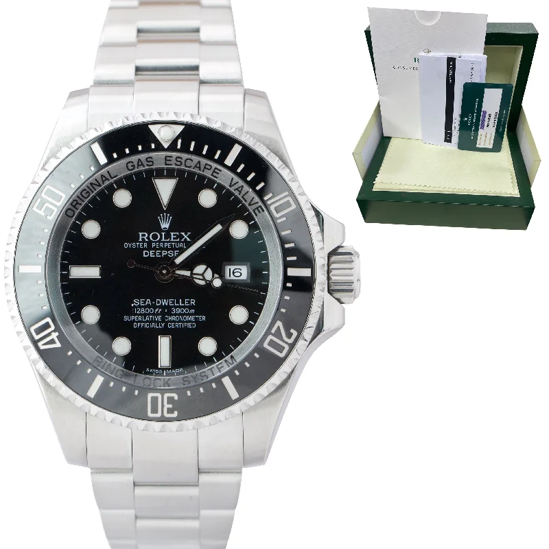 Solar Powered Watches for Hiking-SERVICE CARD RSC Rolex Sea-Dweller Deepsea 116660 Steel 44mm Black Dive Watch