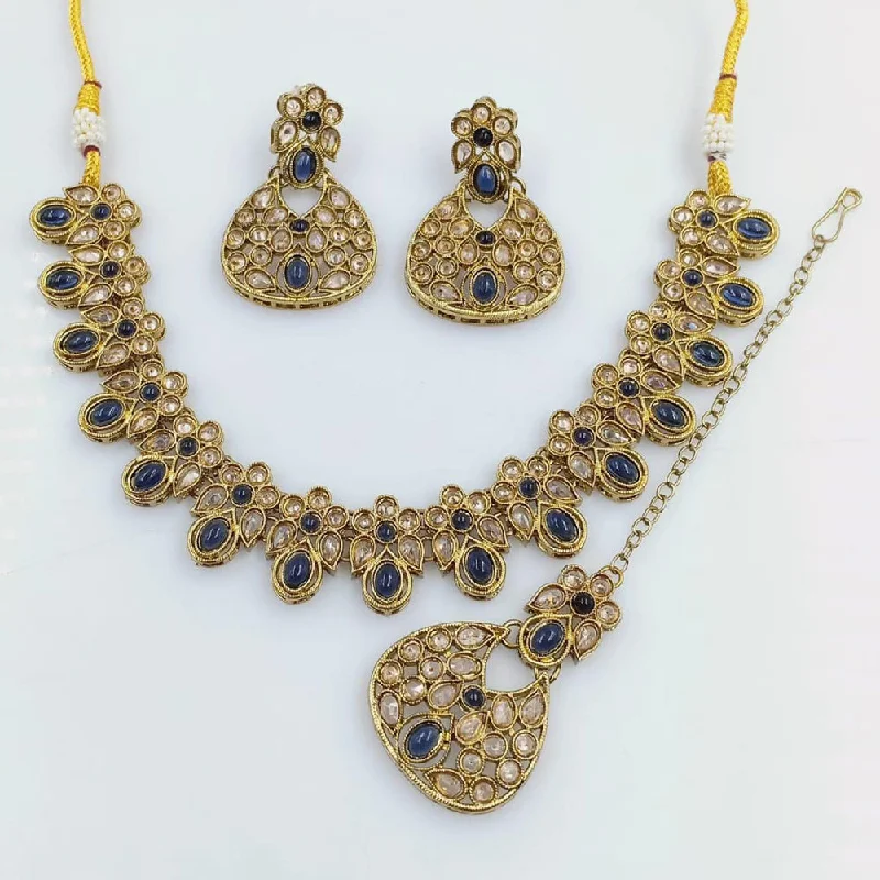 Custom Heart Shaped Necklaces-Rani Sati Jewels Gold Plated Reverse AD Necklace Set