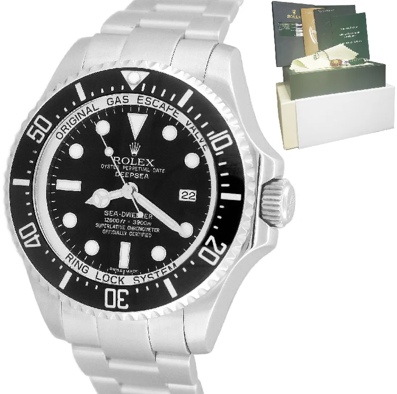 Digital Watch with Calendar-MINT Rolex Sea-Dweller Deepsea Stainless Steel 44mm Black Dive Watch 116660 B+P