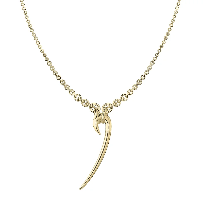 Heart Shaped Necklaces-Hook Drop Necklace - Yellow Gold Vermeil