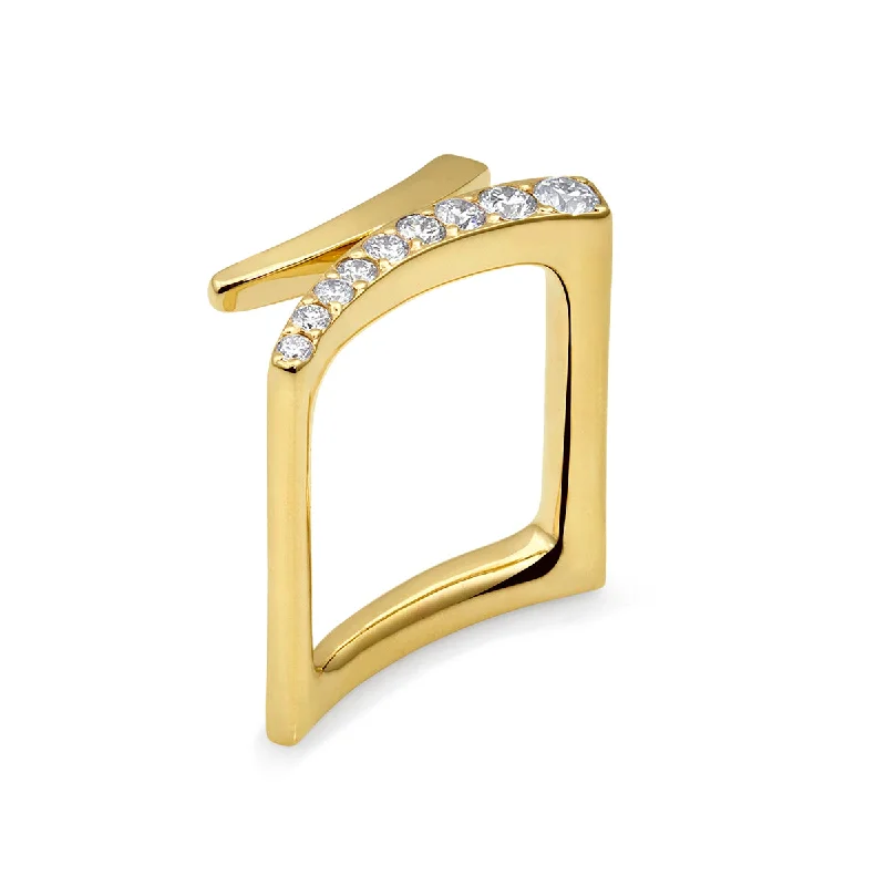 Fashion Rings for Teens-Abstract Square Ring with Diamonds