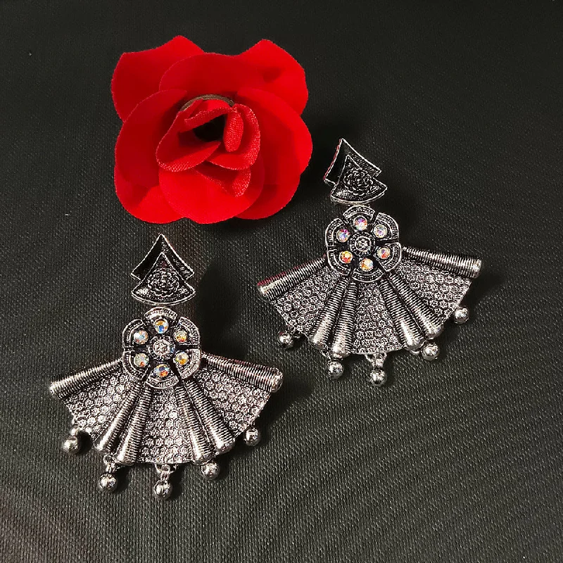 Chic Crystal Earrings-Darshana Jewels Oxidised Plated Dangler Earrings