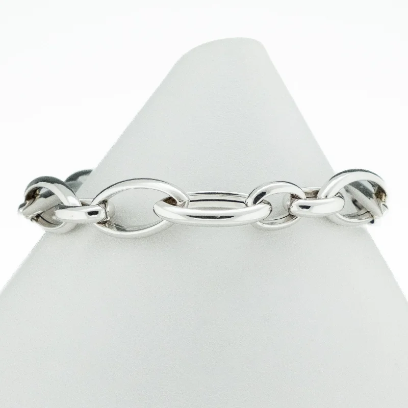 Classic Charm Bracelets-Gold Fashion Bracelet 7" in 14K White Gold