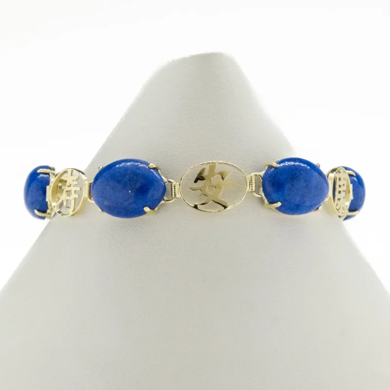 Custom Name Bracelets for Gifts-Lapis Lazuli Bracelet in 14K Yellow Gold