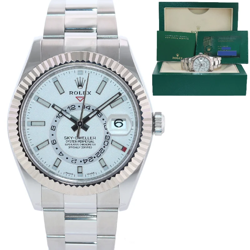 Classic Watches with Roman Numerals-2020 PAPERS Rolex Sky-Dweller Stainless White Gold White 42mm 326934 Watch Box