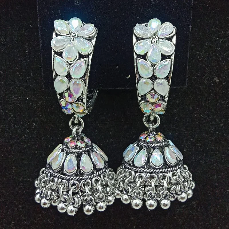 Pearl Drop Earrings-SP Jewellery Oxidised Plated Jhumki Earrings