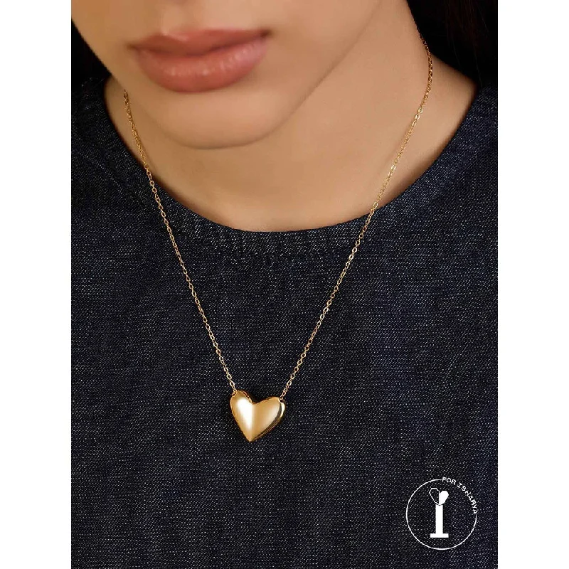 Vintage Style Choker Necklaces-Isharya Gold Heart Necklace In 18Kt Gold Plated