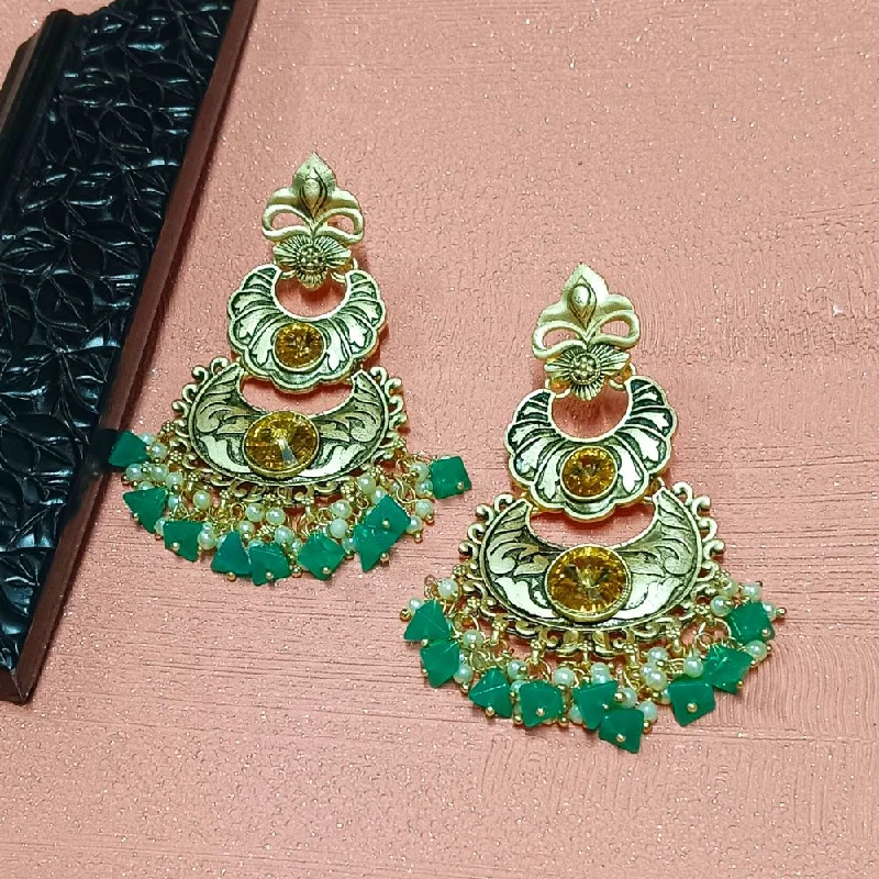 Colorful Hoop Earrings-Darshana Jewels Crystal Stone Gold Plated Dangler Earrings