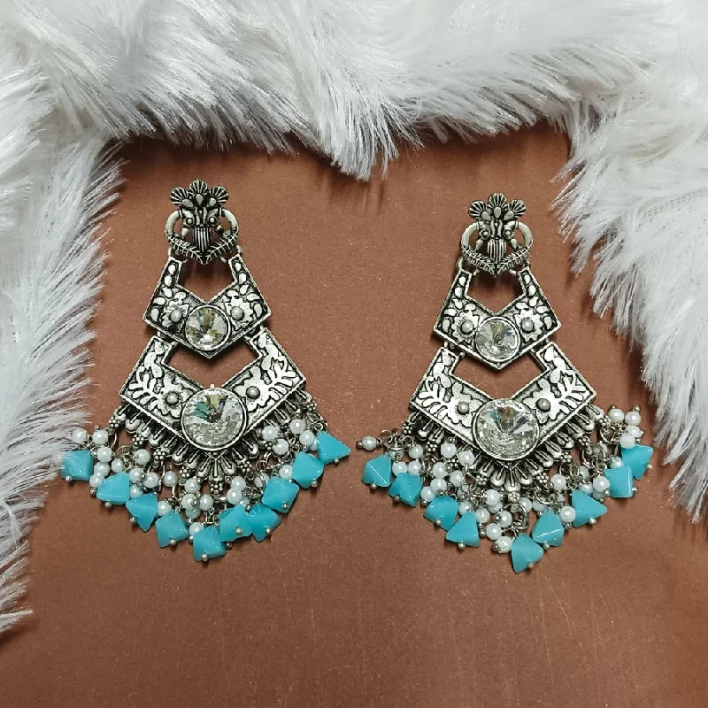 Eco-Friendly Earrings-Darshana Jewels Crystal Stone Silver Plated Dangler Earrings