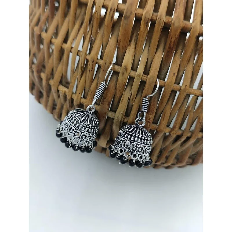 Statement Earrings for Weddings-Akruti Collection Oxidised Plated Jhumki  Earrings