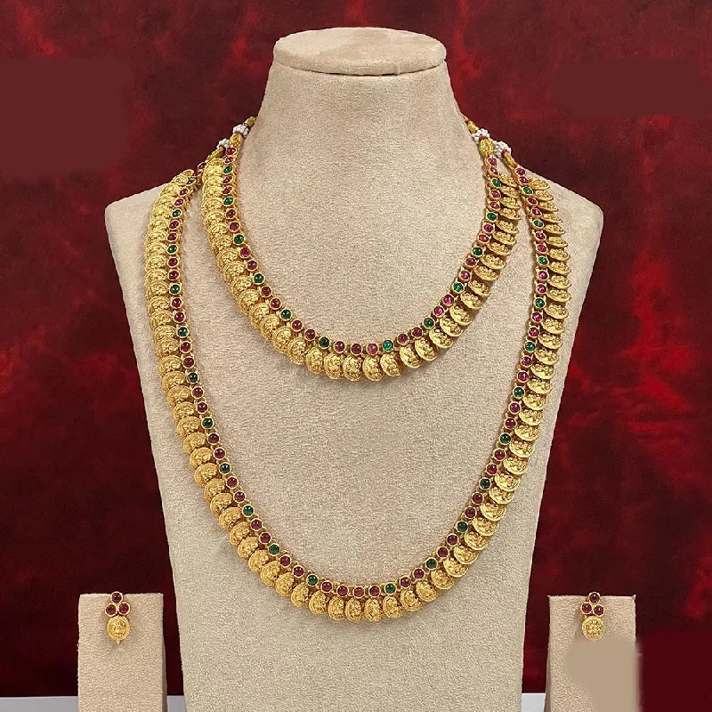 Elegant Long Necklaces-Diksha Collection Pota Stone Necklace Combo Set