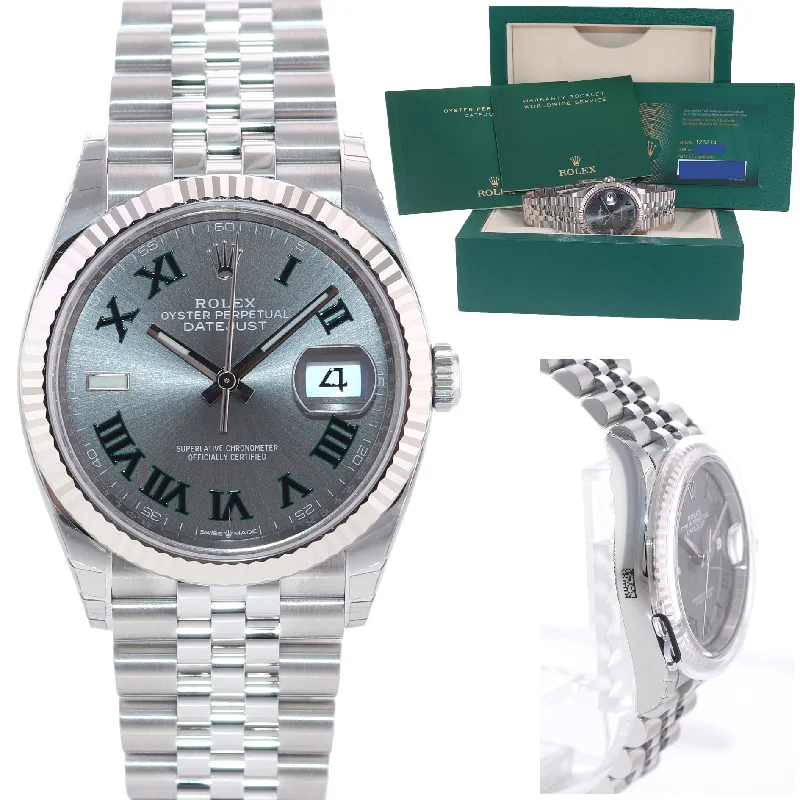 Sports Watches for Hiking and Adventure-New 2022 Rolex DateJust Wimbledon Jubilee 126234 Steel White Gold Fluted Watch