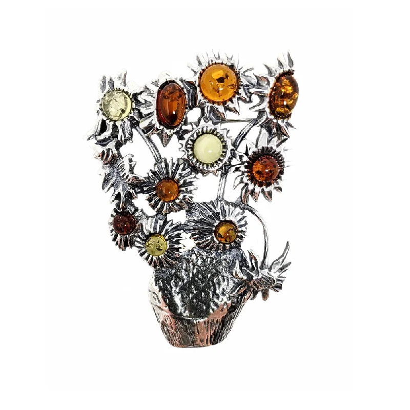 Luxury Vintage Brooch-Van Gogh Amber Sunflower Brooch