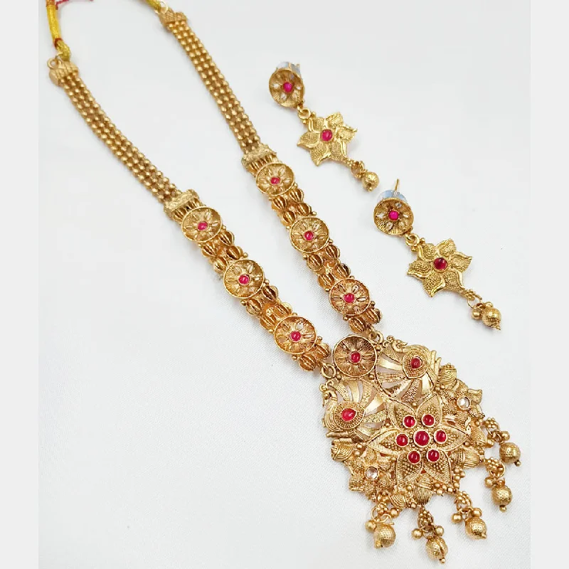 Modern Gold Necklaces-Padmawati Bangles Gold Plated Pota Stone Necklace Set