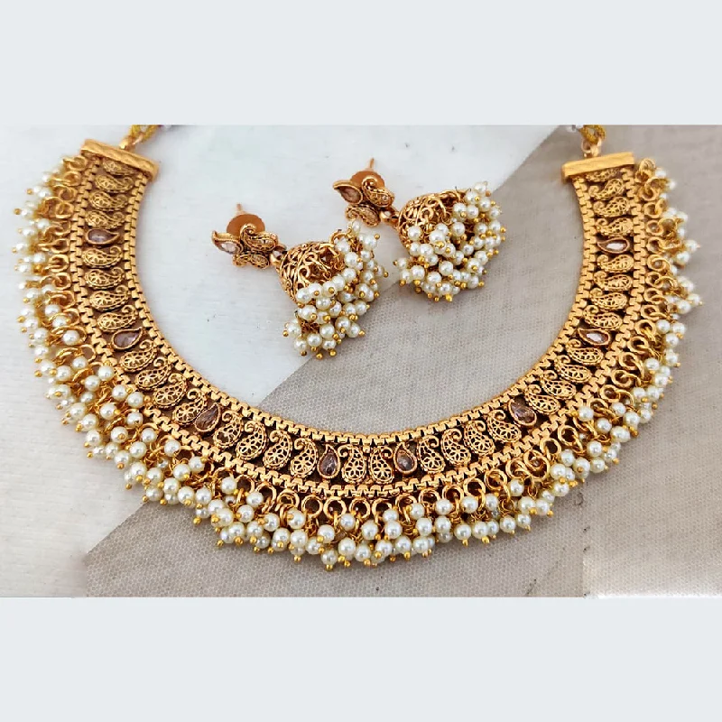 Fashionable Rope Necklaces-Rani Sati Jewels Gold Plated Pearl Necklace Set