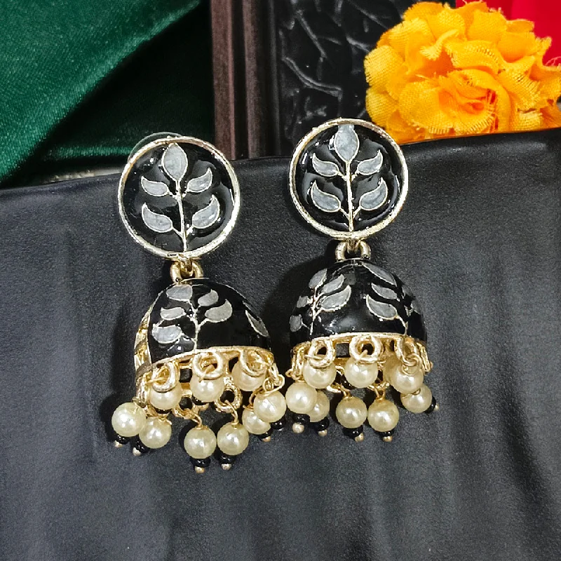 Multi-Tone Earrings-Darshana Jewels Gold Plated Mennakari Jhumki Earrings