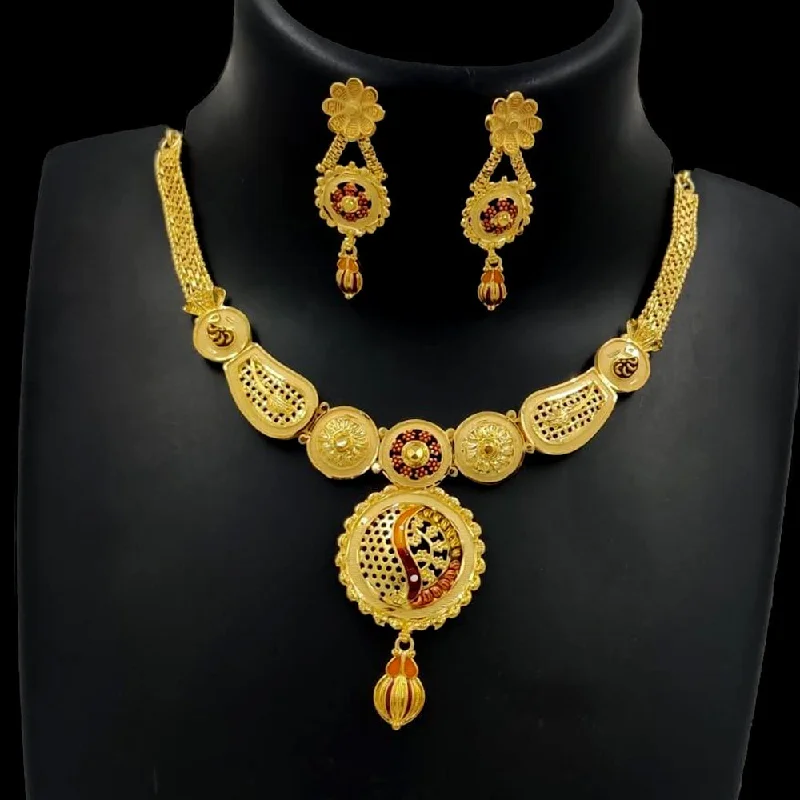 Vintage Pearl Necklaces-Pari Art Jewellery Forming Gold Necklace Set