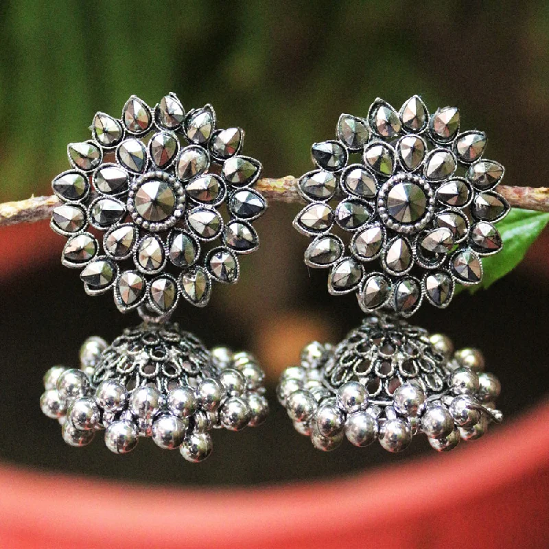 Glittery Earrings for Parties-H K Fashion Oxidised Plated Jhumki Earrings