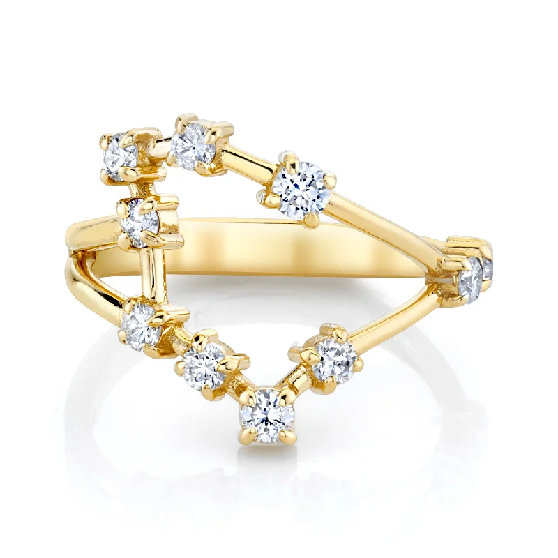 Fashionable Cocktail Rings-14k Prong Set Capricorn Constellation Ring | Ready to Ship