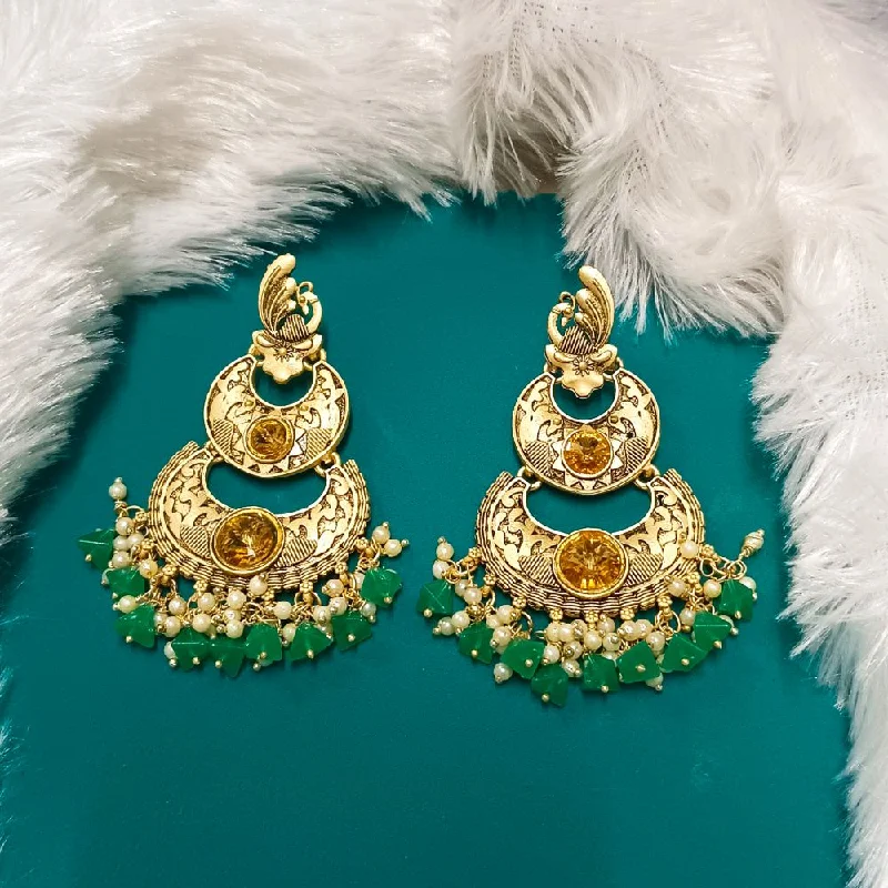 Silver Earring Cuffs-Darshana Jewels Crystal Stone Gold Plated Dangler Earrings