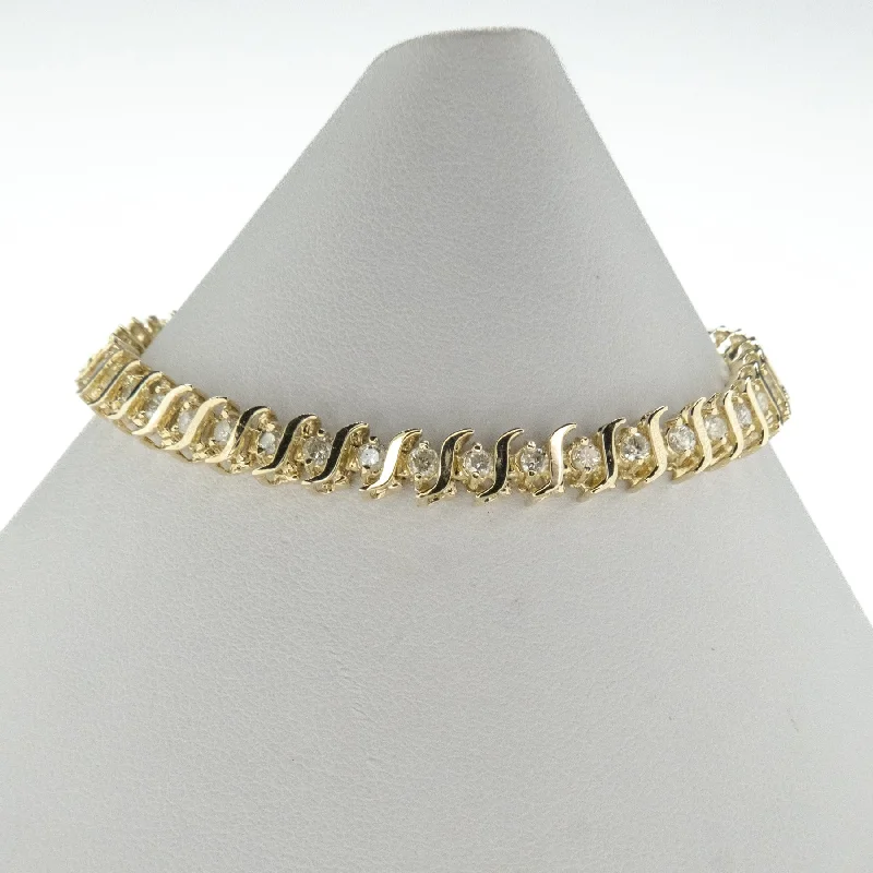 Custom Silver Bangles-2.00ctw Multi Diamond 7" Tennis Bracelet in 14K Yeallow Gold