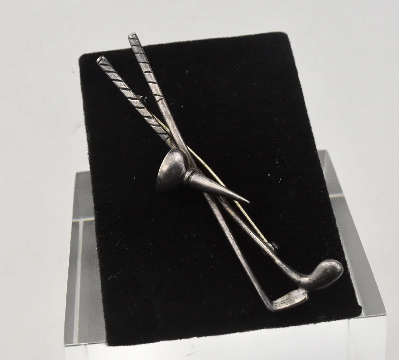 Unique Brooch for Evening Parties-Sterling Silver Golf Brooch